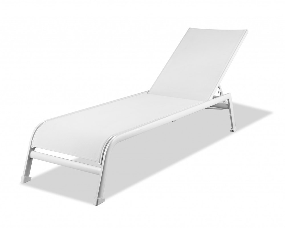 Set of Two 23" White and Chrome Indoor Outdoor Chaise Lounge  Warm Home View