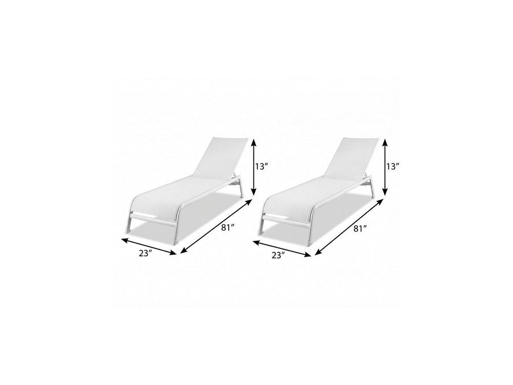 Set of Two 23" White and Chrome Indoor Outdoor Chaise Lounge  Warm Home View