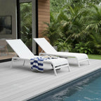 Set of Two 23" White and Chrome Indoor Outdoor Chaise Lounge  Warm Home View
