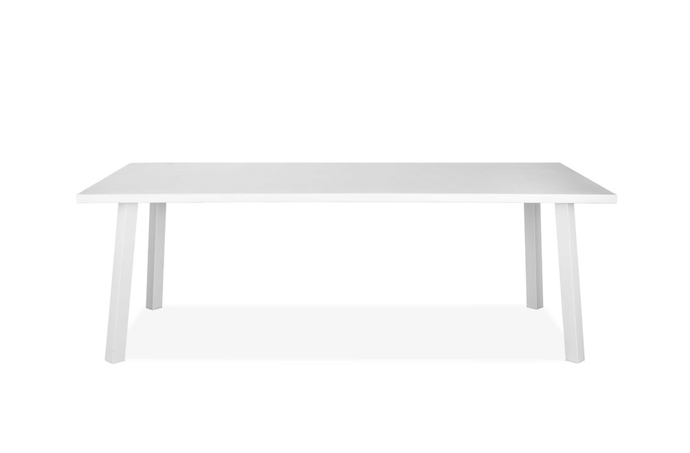 87" White Aluminum Outdoor Dining Table  Warm Home View