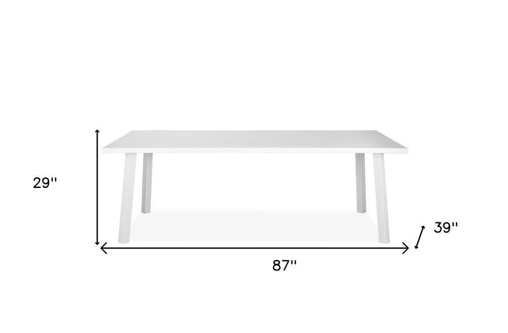 87" White Aluminum Outdoor Dining Table  Warm Home View