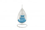 40" Blue and Steel stand finished Metal Outdoor Swing Chair with Blue Cushion  Warm Home View