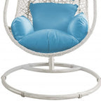 40" Blue and Steel stand finished Metal Outdoor Swing Chair with Blue Cushion  Warm Home View