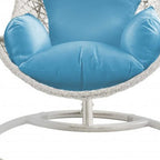 40" Blue and Steel stand finished Metal Outdoor Swing Chair with Blue Cushion  Warm Home View