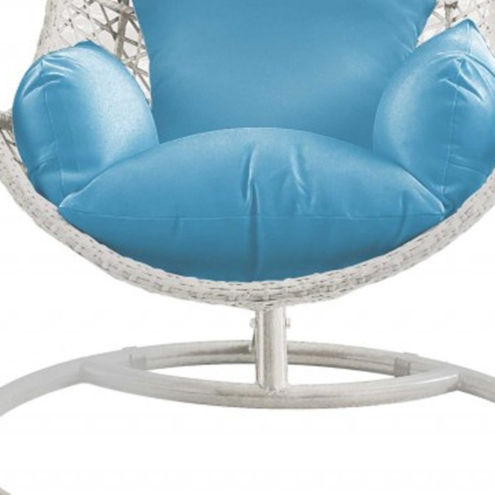 40" Blue and Steel stand finished Metal Outdoor Swing Chair with Blue Cushion  Warm Home View