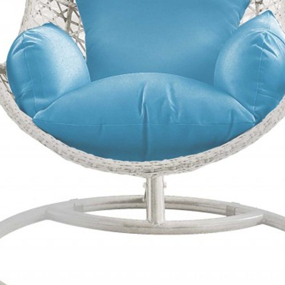 40" Blue and Steel stand finished Metal Outdoor Swing Chair with Blue Cushion  Warm Home View
