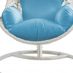 40" Blue and Steel stand finished Metal Outdoor Swing Chair with Blue Cushion  Warm Home View