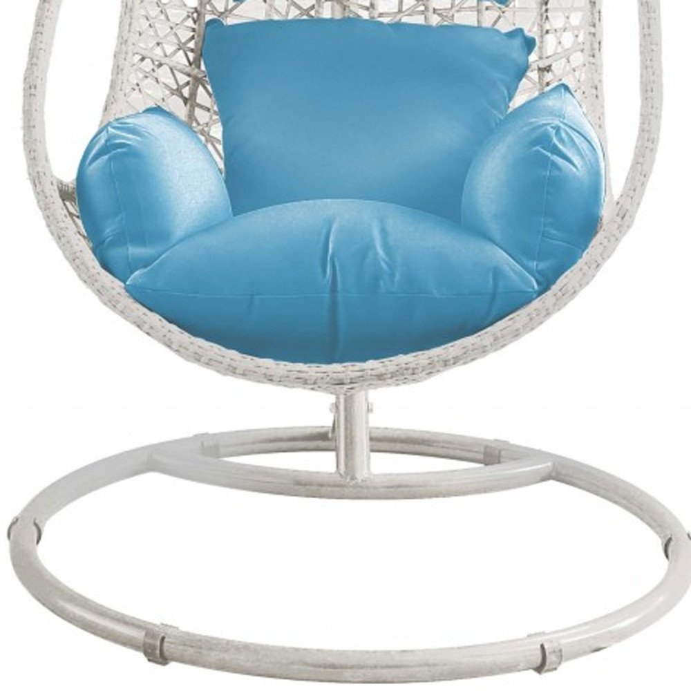 40" Blue and Steel stand finished Metal Outdoor Swing Chair with Blue Cushion  Warm Home View