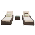 78" Set of Two Brown Indoor Outdoor Chaise Lounge with Beige Cushion  Warm Home View