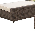 78" Set of Two Brown Indoor Outdoor Chaise Lounge with Beige Cushion  Warm Home View