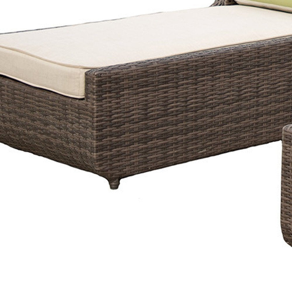 78" Set of Two Brown Indoor Outdoor Chaise Lounge with Beige Cushion  Warm Home View