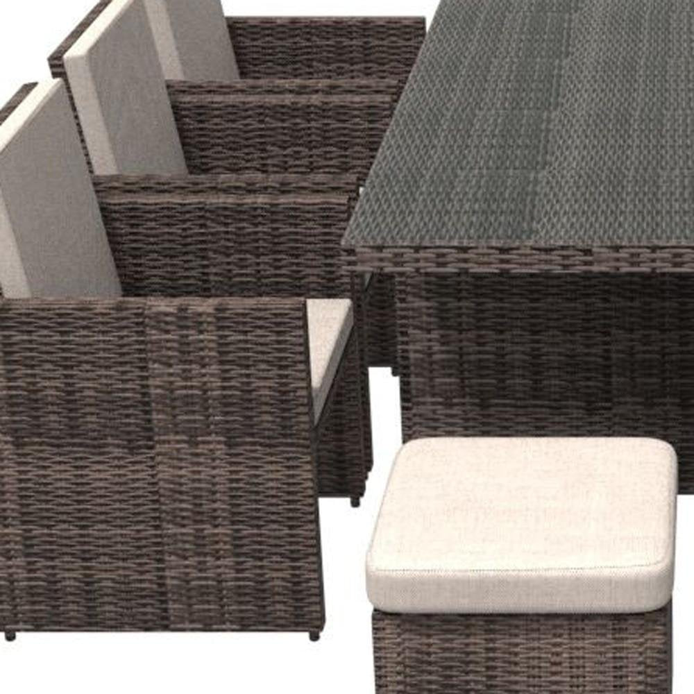 11 Piece Clear and Gray Glass Dining Set  Warm Home View