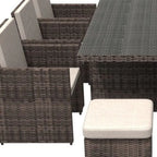 Gray Glass Outdoor Dining Set - Gray Rattan - 11 Piece  Warm Home View