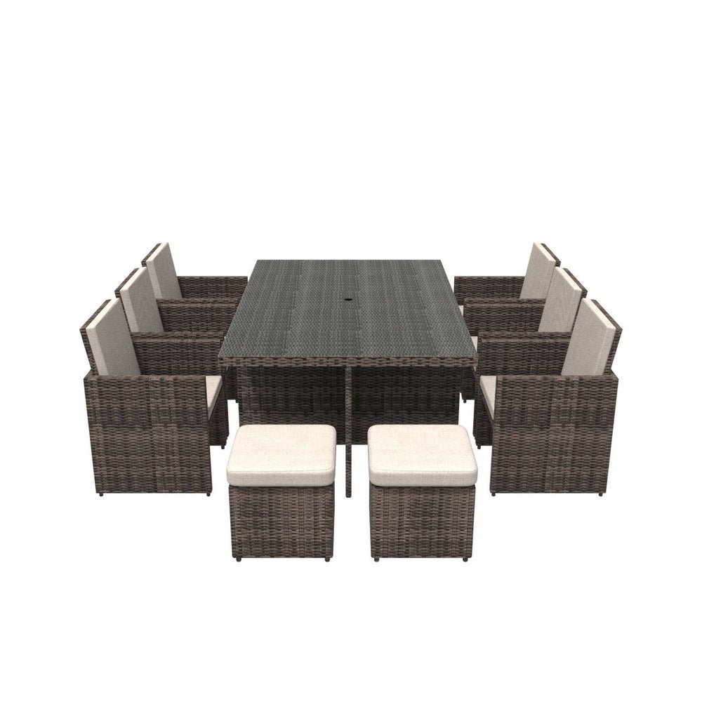 11 Piece Clear and Gray Glass Dining Set  Warm Home View