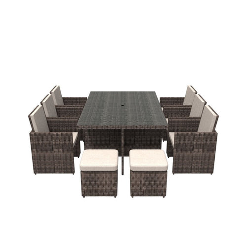 11 Piece Clear and Gray Glass Dining Set  Warm Home View