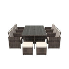 Gray Glass Outdoor Dining Set - Gray Rattan - 11 Piece  Warm Home View