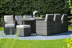 Gray Glass Outdoor Dining Set - Gray Rattan - 11 Piece  Warm Home View