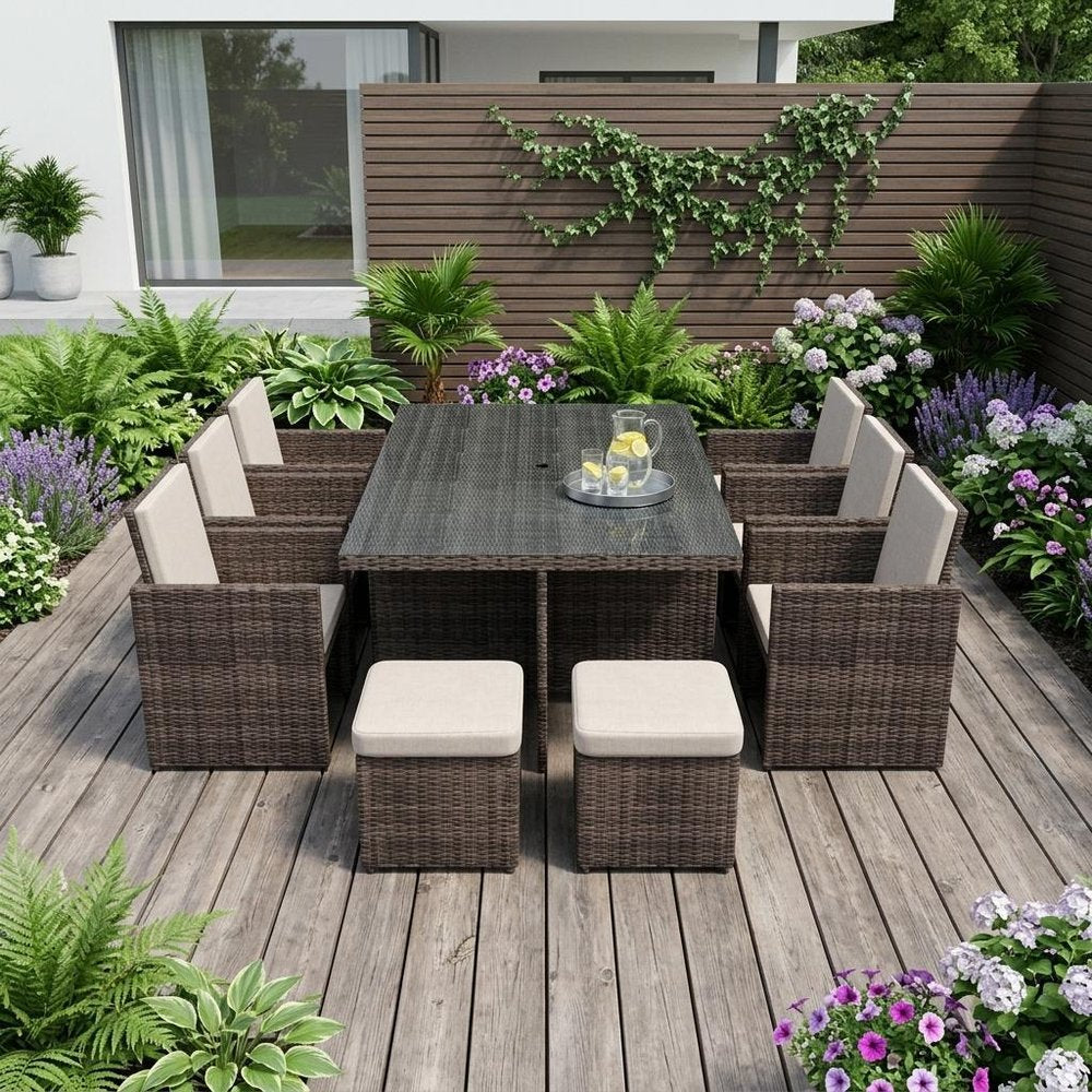 11 Piece Clear and Gray Glass Dining Set  Warm Home View