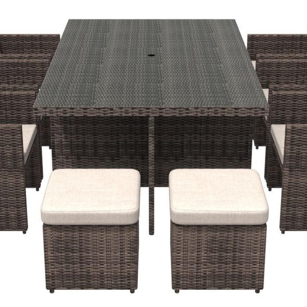 11 Piece Clear and Gray Glass Dining Set  Warm Home View
