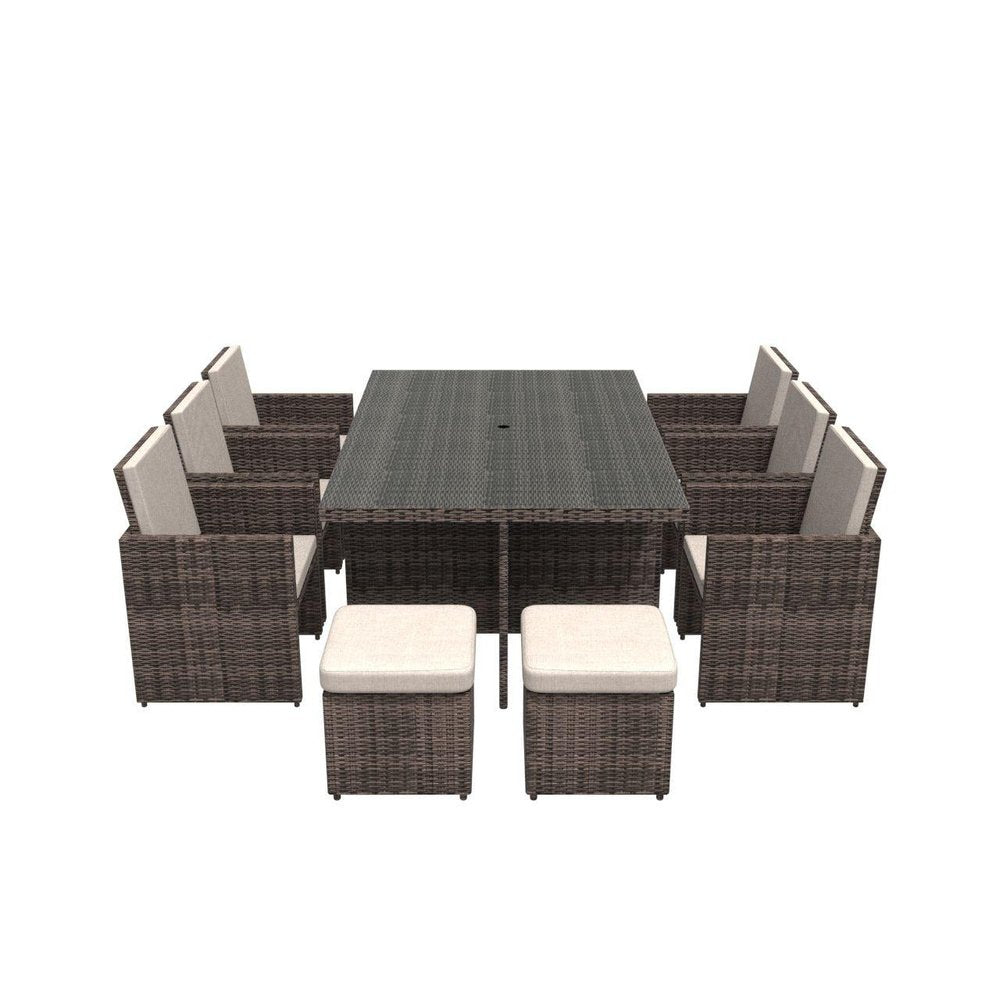 11 Piece Clear and Gray Glass Dining Set  Warm Home View