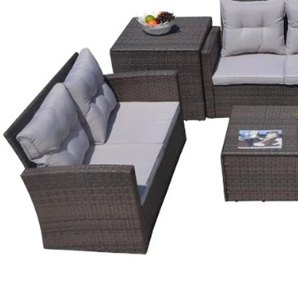 6-Piece Outdoor Metal Sofa Seating Group - Brown Frame with Premium Weather-Resistant Cushions  Warm Home View