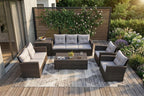 Six Piece Outdoor Brown Metal Sofa Seating Group With Cushions  Warm Home View