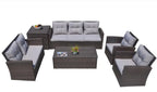 6-Piece Outdoor Metal Sofa Seating Group - Brown Frame with Premium Weather-Resistant Cushions  Warm Home View