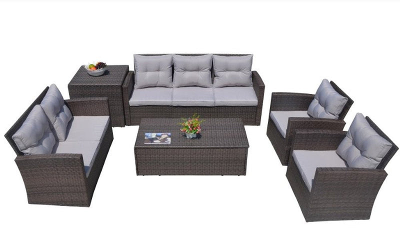 Six Piece Outdoor Brown Metal Sofa Seating Group With Cushions  Warm Home View
