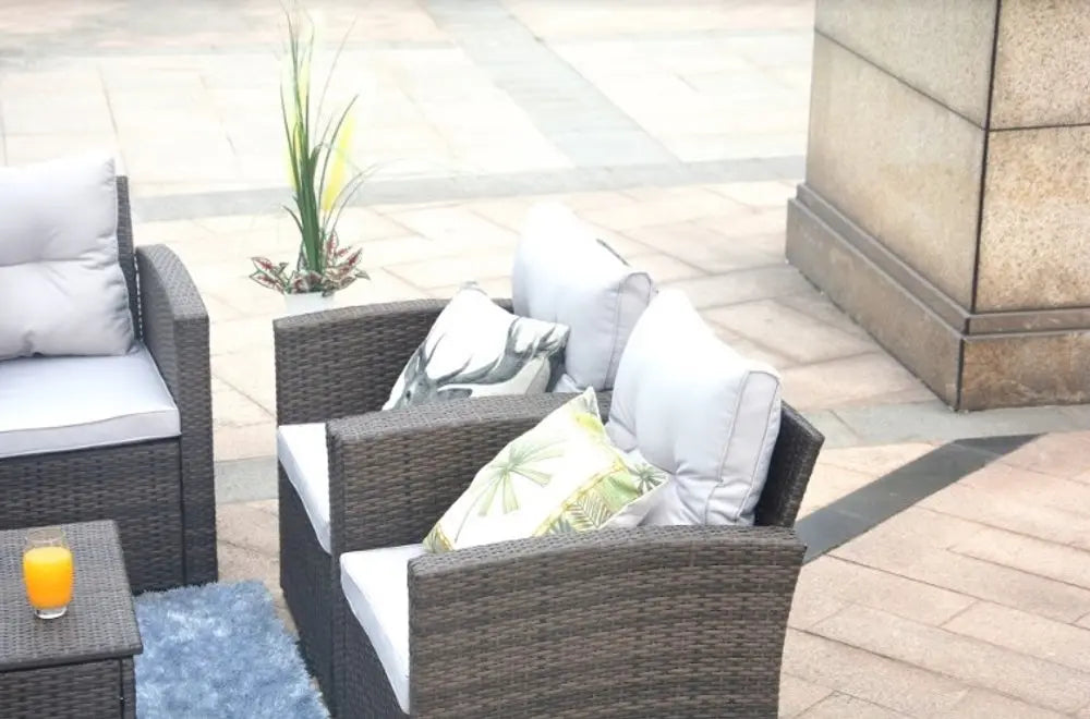 6-Piece Outdoor Metal Sofa Seating Group - Brown Frame with Premium Weather-Resistant Cushions  Warm Home View