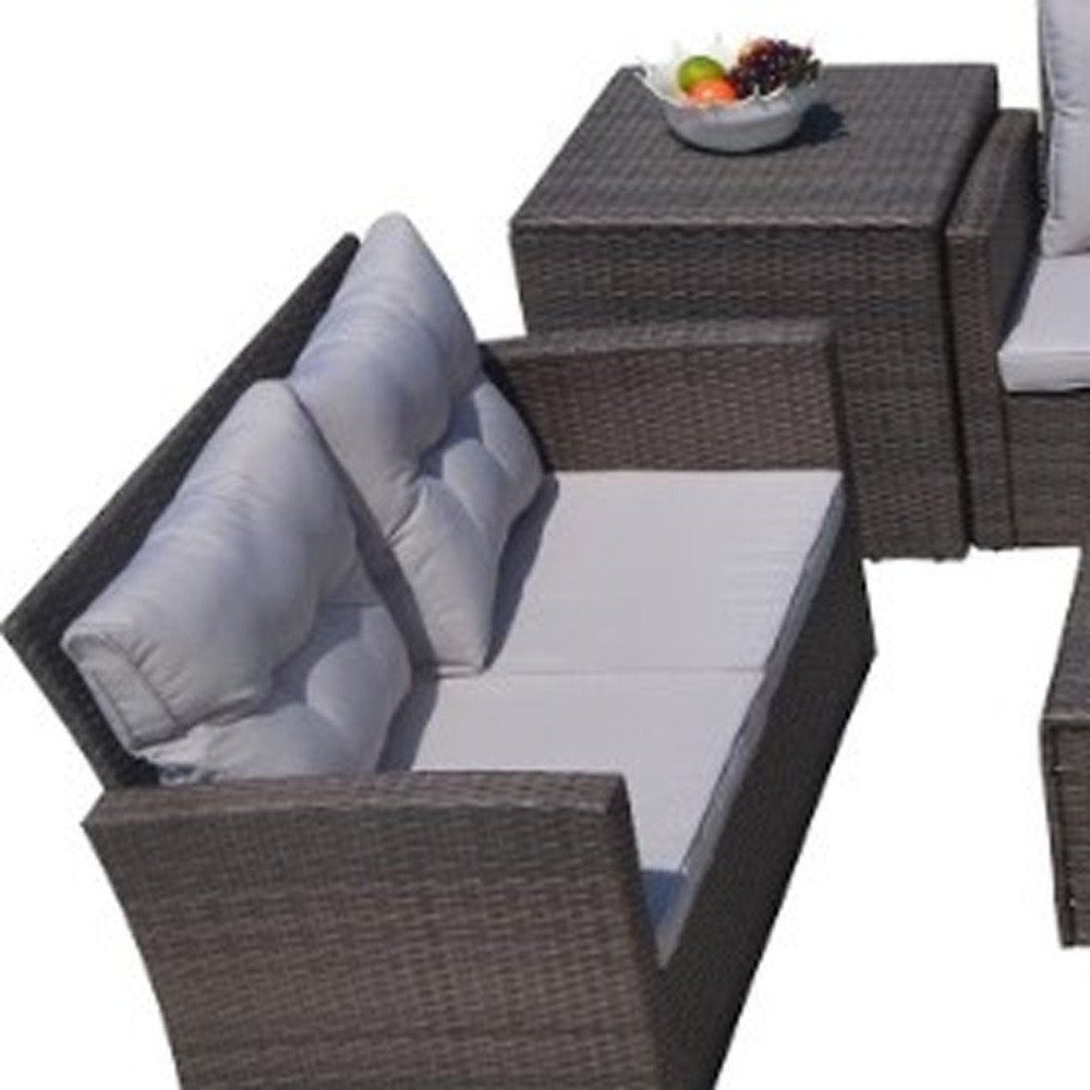 Six Piece Outdoor Brown Metal Sofa Seating Group With Cushions  Warm Home View