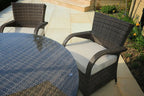 Gray Rattan Round Glass Dining Set - 7 Piece  Warm Home View