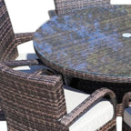 Seven Piece Clear and Gray Round Glass Dining Set  Warm Home View