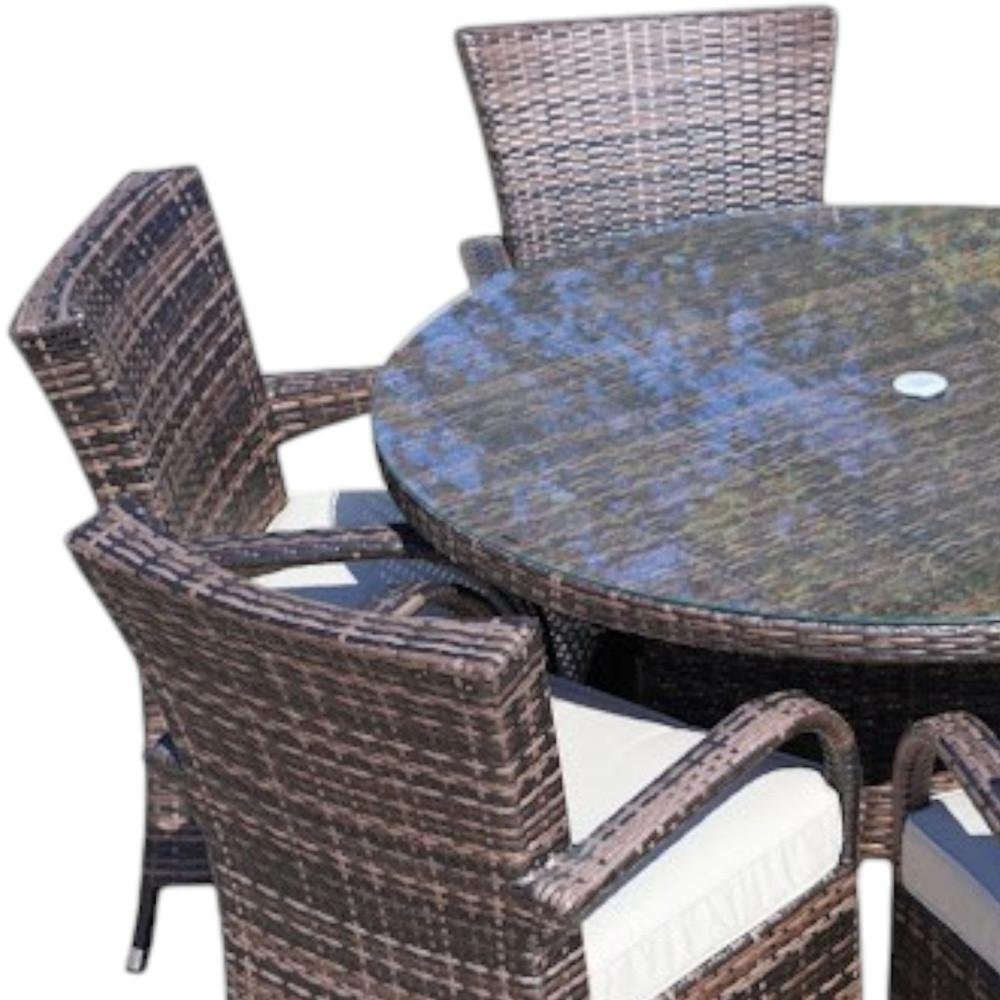 Seven Piece Clear and Gray Round Glass Dining Set  Warm Home View