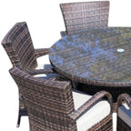Seven Piece Clear and Gray Round Glass Dining Set  Warm Home View