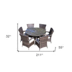 Gray Rattan Round Glass Dining Set - 7 Piece  Warm Home View