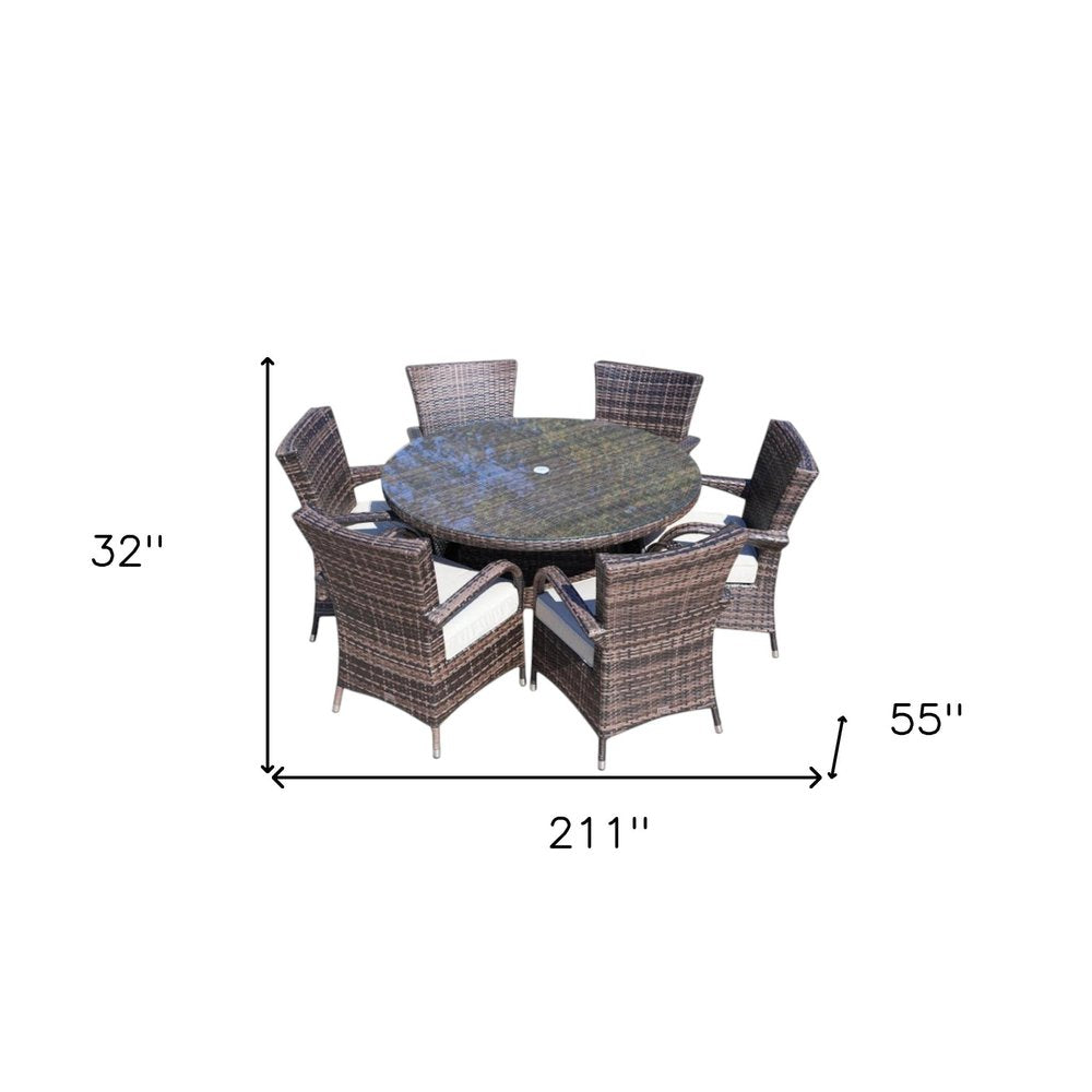 Seven Piece Clear and Gray Round Glass Dining Set  Warm Home View