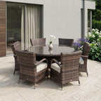 Seven Piece Clear and Gray Round Glass Dining Set  Warm Home View
