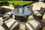 Gray Rattan Round Glass Dining Set - 7 Piece  Warm Home View