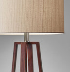 Walnut Wood Finish Linen Fabric Shade Table Lamp  Warm Home View