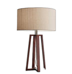 Walnut Wood Finish Linen Fabric Shade Table Lamp  Warm Home View