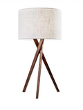 Tripod Leg Walnut Wood Table Lamp  Warm Home View
