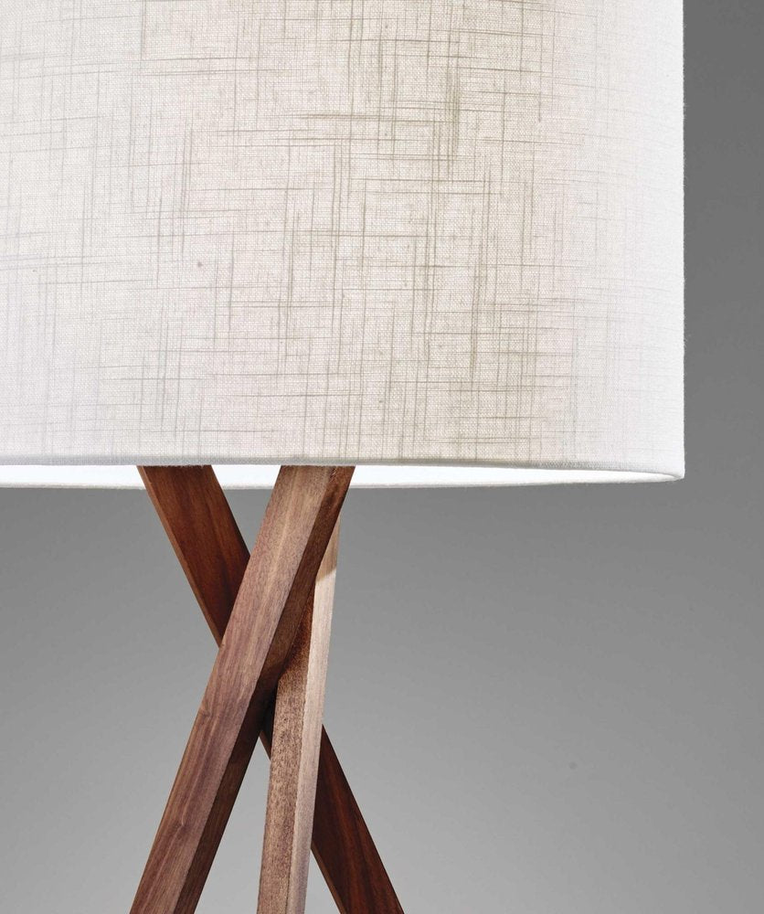Tripod Leg Walnut Wood Table Lamp  Warm Home View