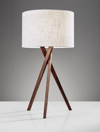Tripod Leg Walnut Wood Table Lamp  Warm Home View