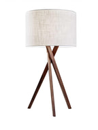 Tripod Leg Walnut Wood Table Lamp  Warm Home View