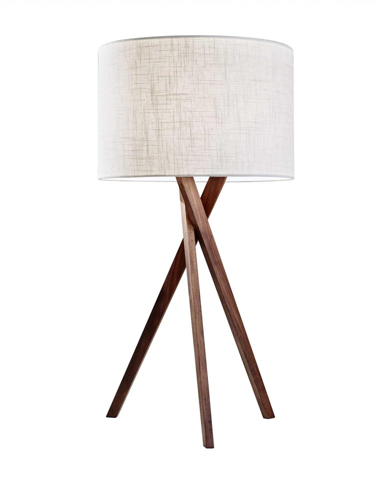 Tripod Leg Walnut Wood Table Lamp  Warm Home View