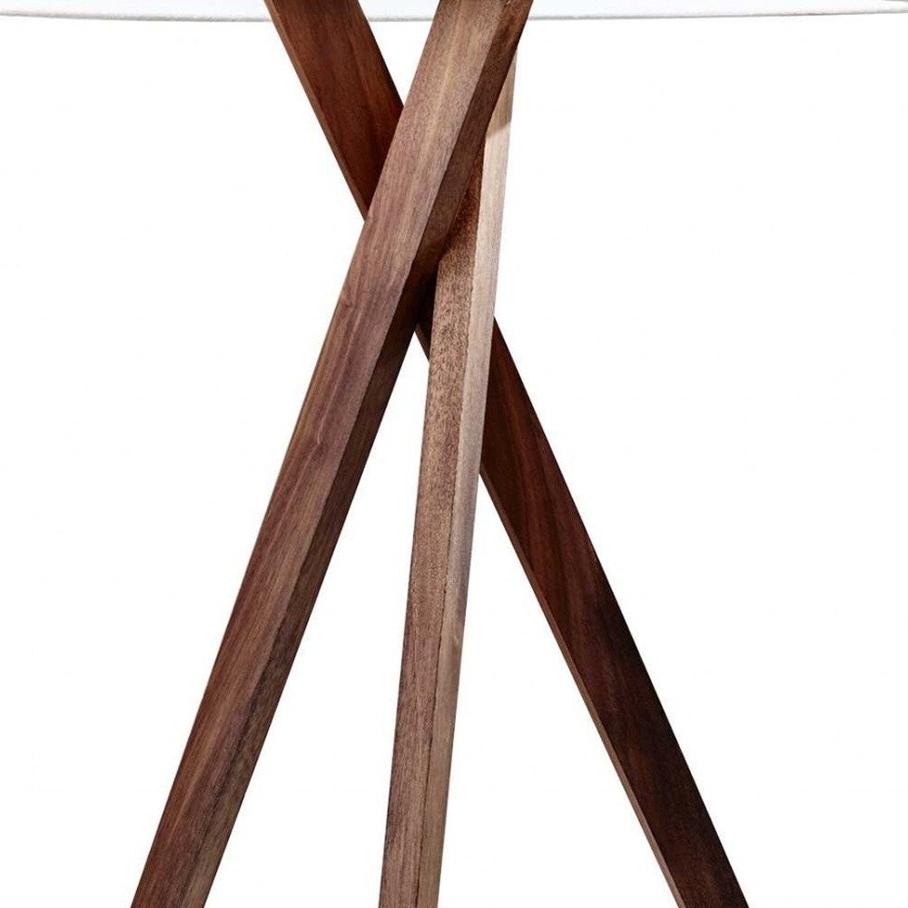 Tripod Leg Walnut Wood Table Lamp  Warm Home View
