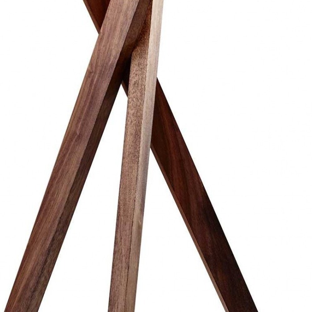 Tripod Leg Walnut Wood Table Lamp  Warm Home View