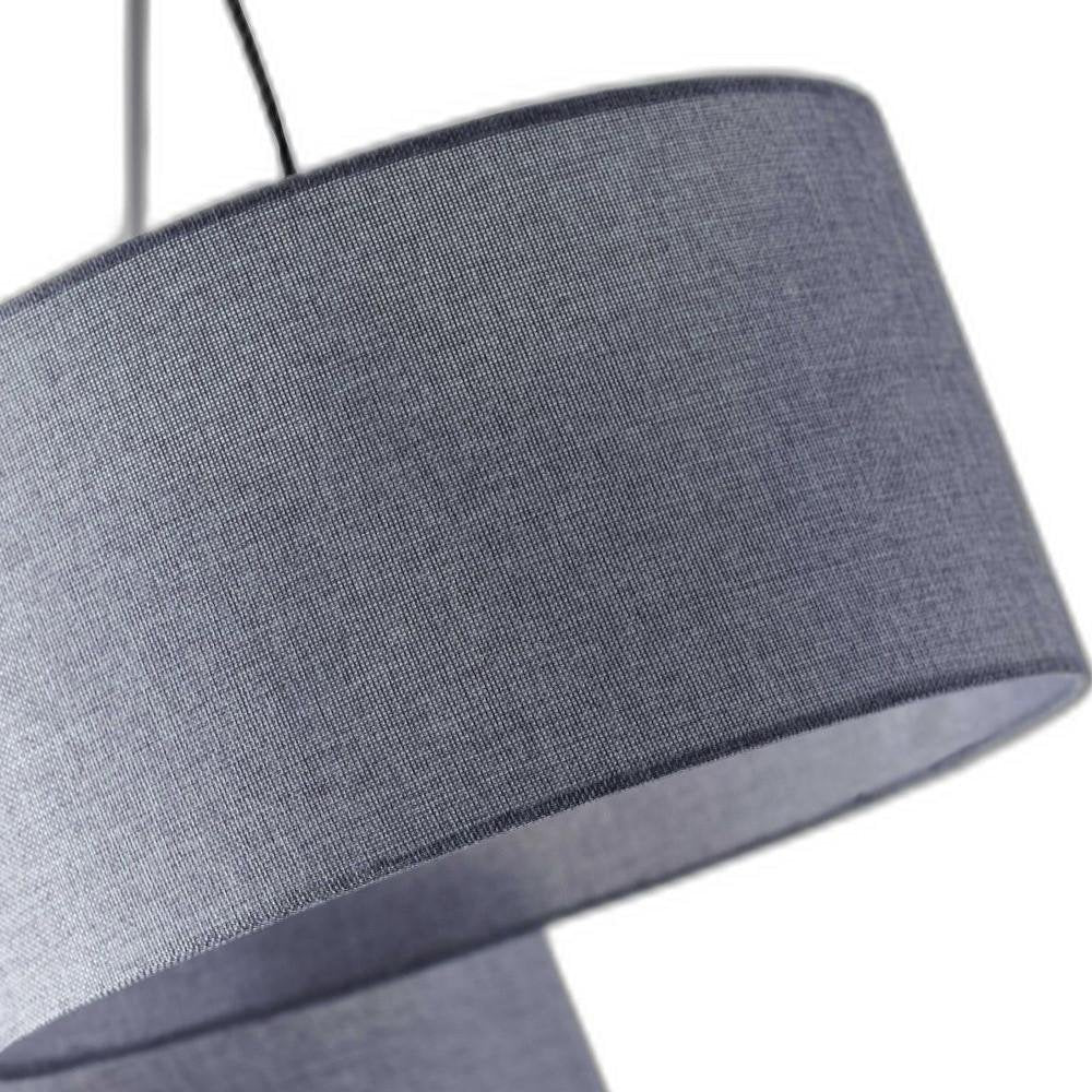91" Silver Three Light Tree Floor Lamp With Gray Linen Drum Shade  Warm Home View
