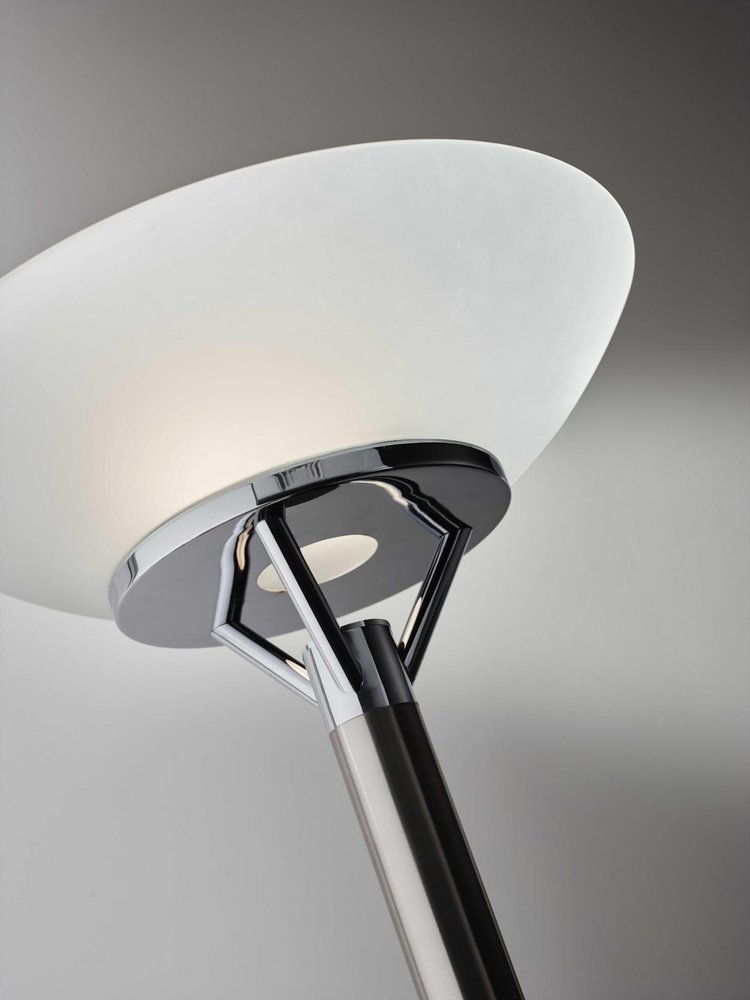 Frosted Glass Shade Uplighting Torchiere In Brushed Steel  Warm Home View