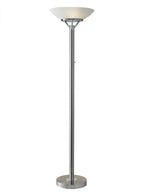 Frosted Glass Shade Uplighting Torchiere In Brushed Steel  Warm Home View
